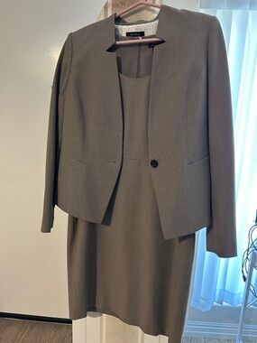 Ann Taylor Taupe Two-Piece Dress and Jacket Set